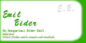 emil bider business card